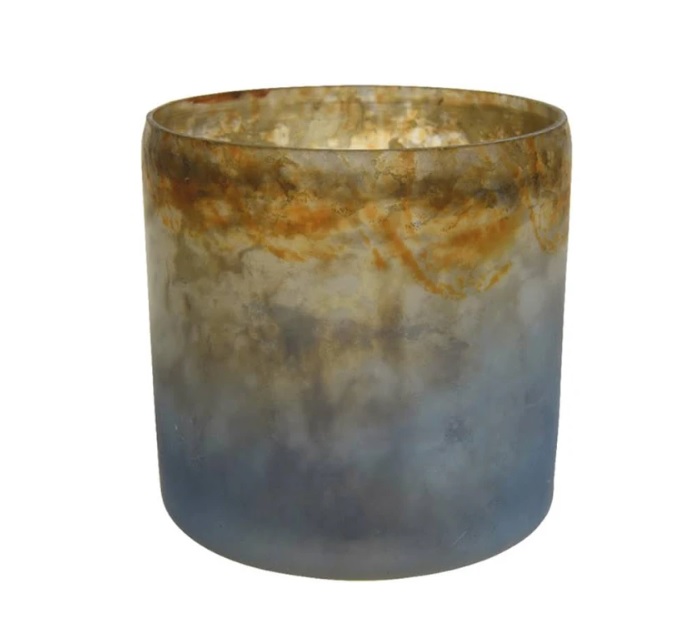 pot verre soufflé bleu-or
