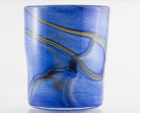 pot verre soufflé bleu