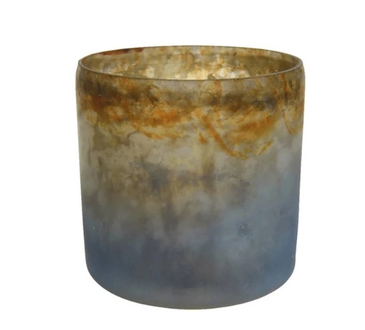 pot verre soufflé bleu-or