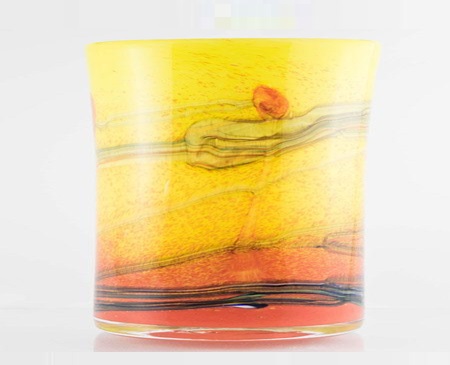 pot verre soufflé jaune-orange