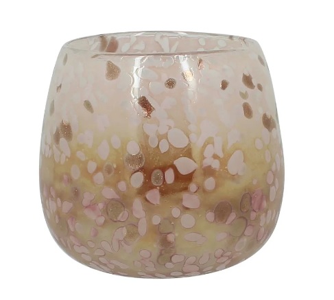 pot verre soufflé blanc-rose
